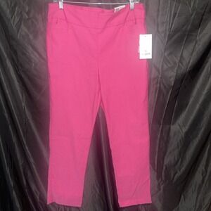 Kim Rogers Petite Millennium Straight Pull On Pants  Pink Tummy Control 14PS New